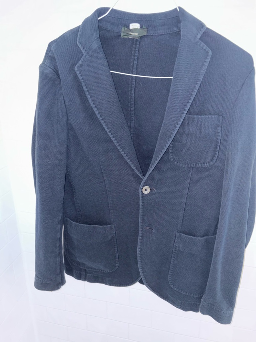 Zanone Navy Knit Sport Coat with Patch Pockets